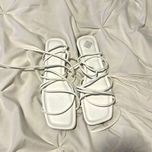 White strap up sandals